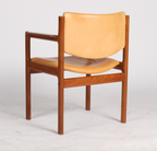 Solid teak chair with vegetable-tanned leather