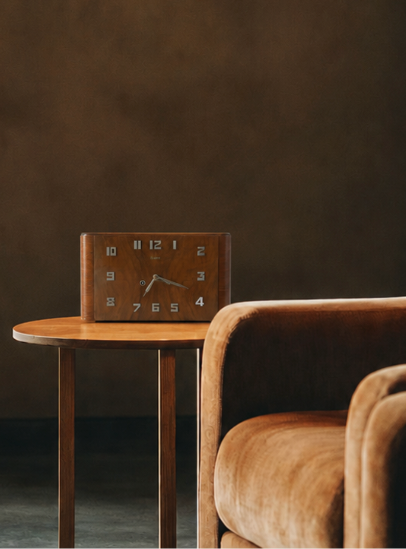 Junghans Art Deco Wall Clock in Walnut with Metal Numerals, Germany, 1930s