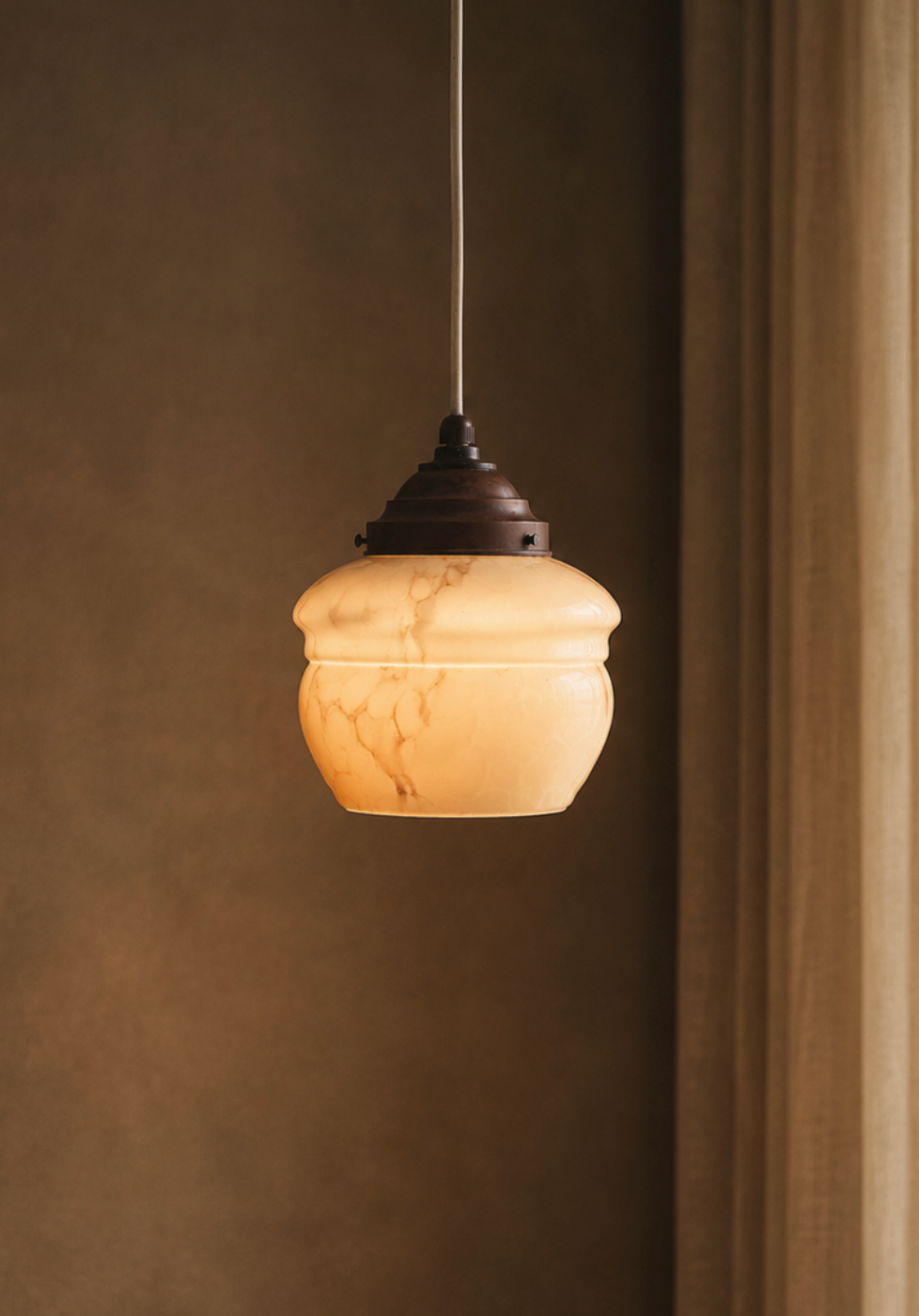 Art Deco Pendant Lamp in Marbleized Glass