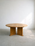 Round pine dining table from 1970s