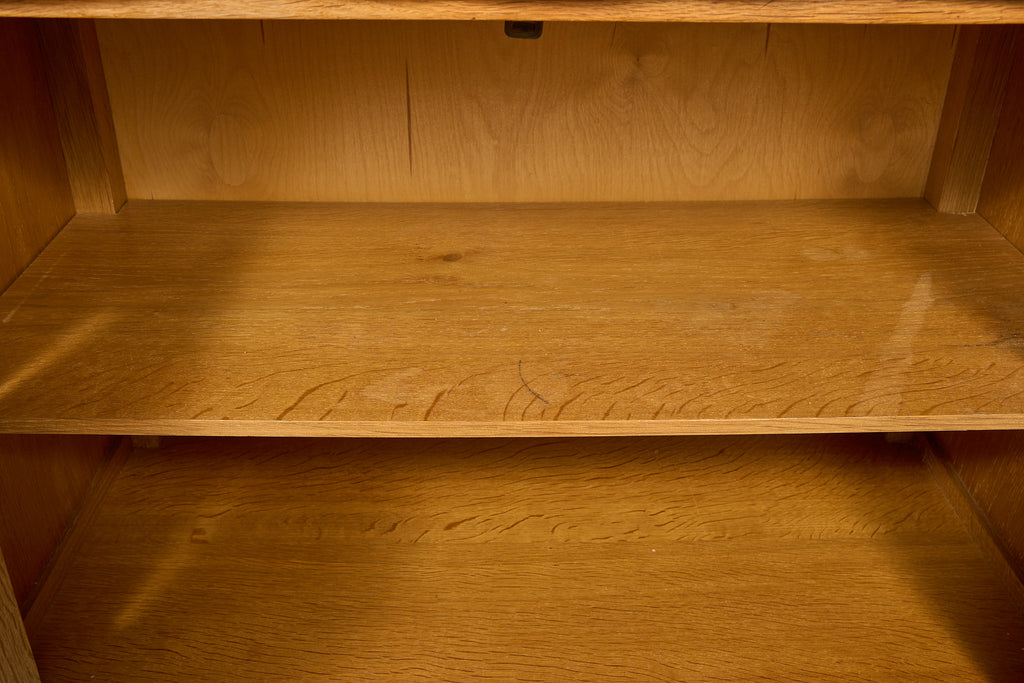 Vintage Oak Sideboard with Carved Panel and Turned Legs