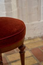 Early 20th Century Curved Back Chair in Walnut with Red Velvet Seat