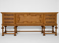 Vintage Oak Sideboard with Carved Panel and Turned Legs