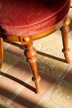 Early 20th Century Curved Back Chair in Walnut with Red Velvet Seat