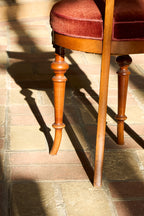 Early 20th Century Curved Back Chair in Walnut with Red Velvet Seat