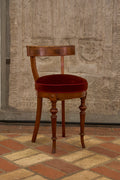 Early 20th Century Curved Back Chair in Walnut with Red Velvet Seat