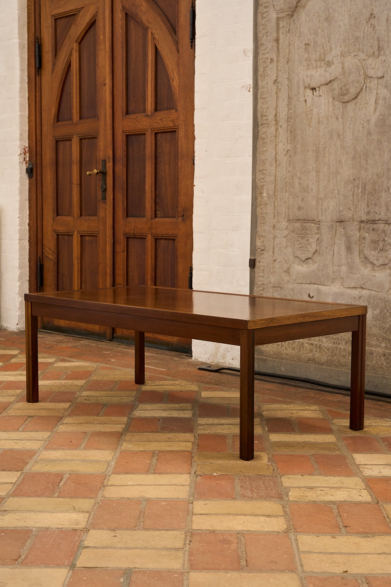 Vintage Coffee Table in Solid Wood with Framed Top