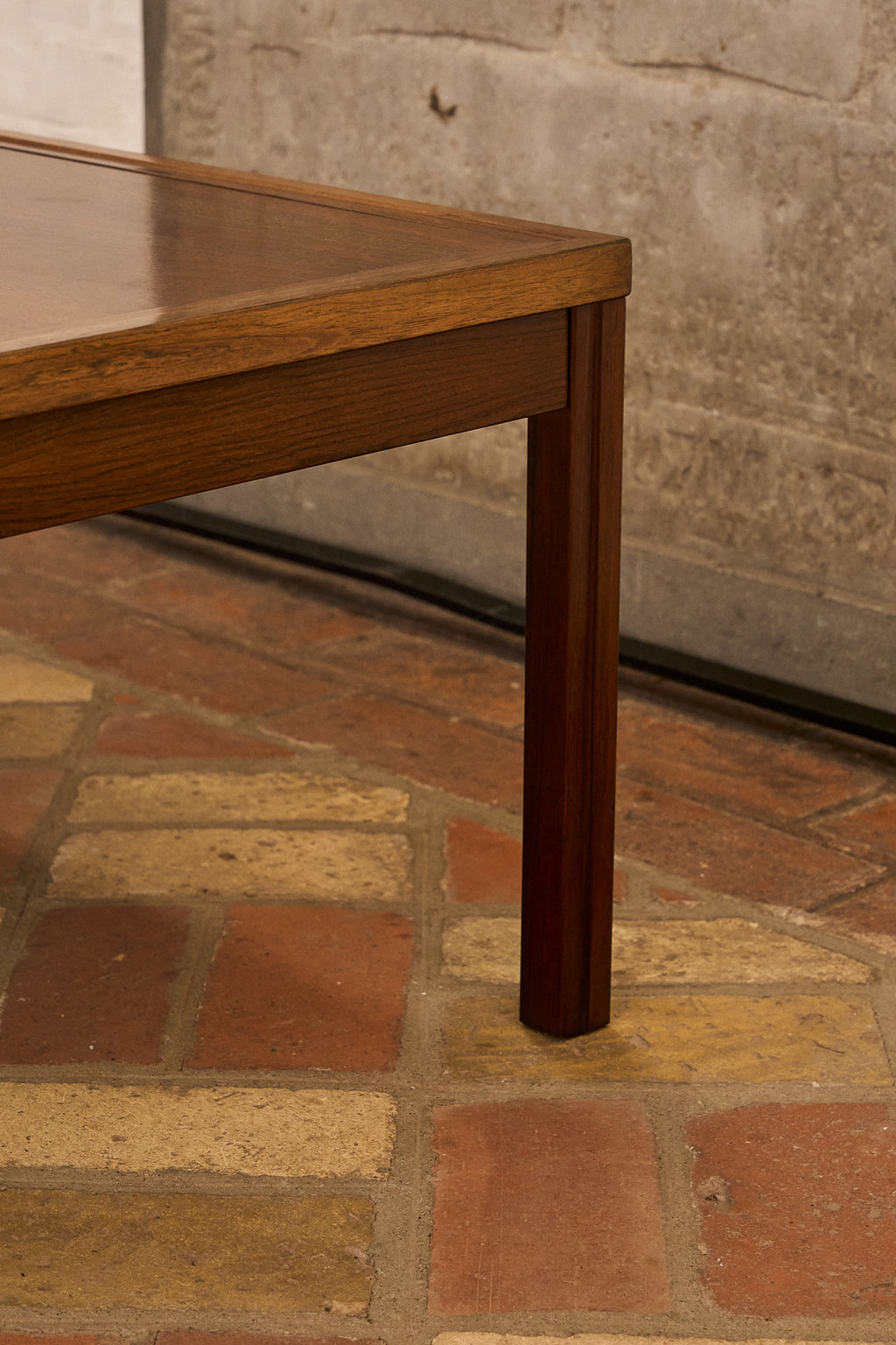 Vintage Coffee Table in Solid Wood with Framed Top
