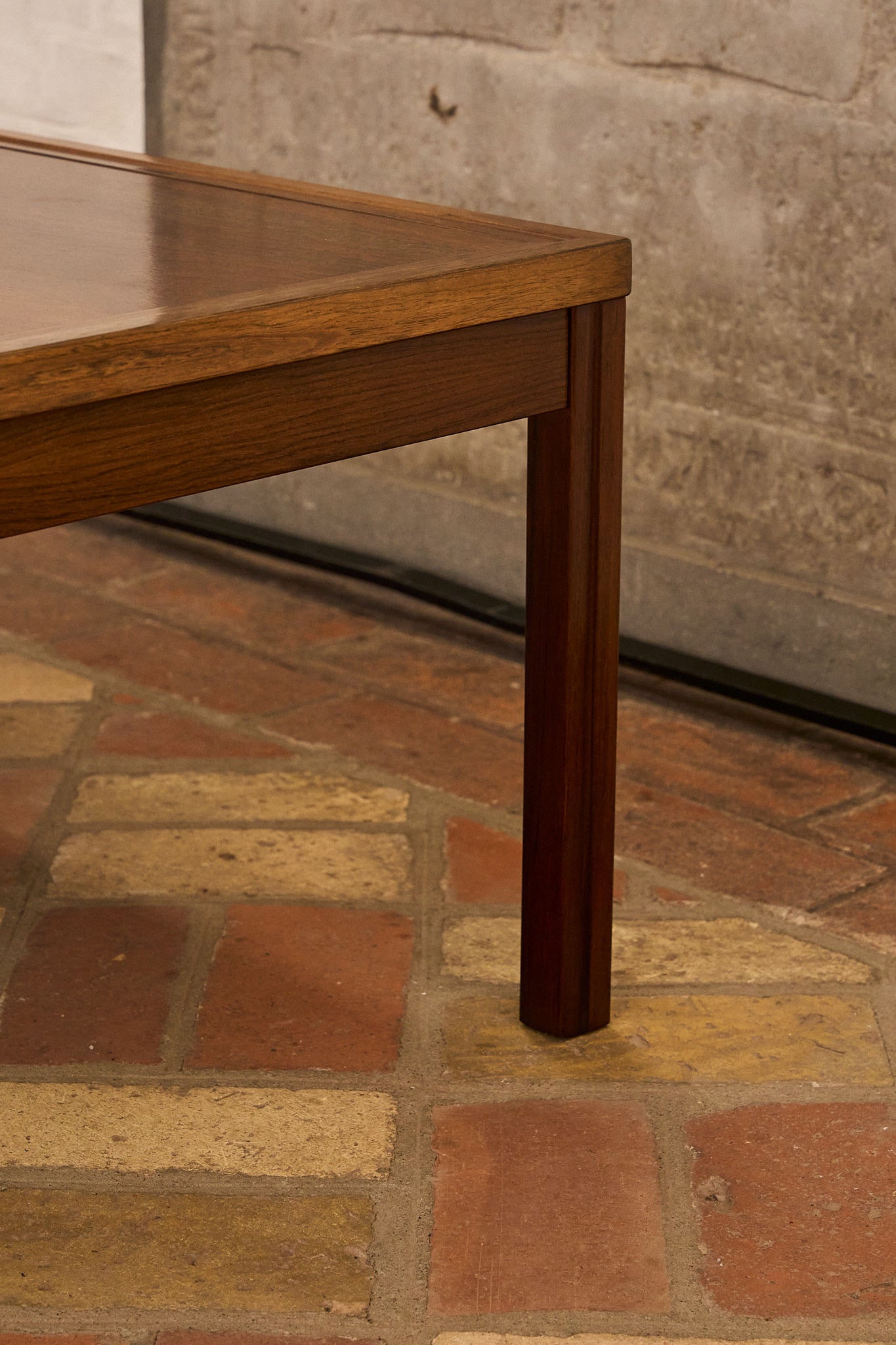 Vintage Coffee Table in Solid Wood with Framed Top