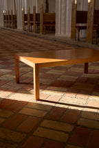 Vintage Coffee Table in Warm-Toned Wood with Minimalist Frame