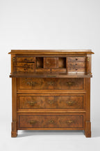Vintage Burr Wood Chest of Drawers with Brass Handles