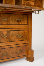 Vintage Burr Wood Chest of Drawers with Brass Handles