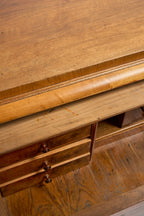 Vintage Burr Wood Chest of Drawers with Brass Handles