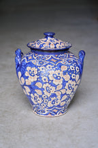 Hand-Painted Portuguese Ceramic Jar with Lid
