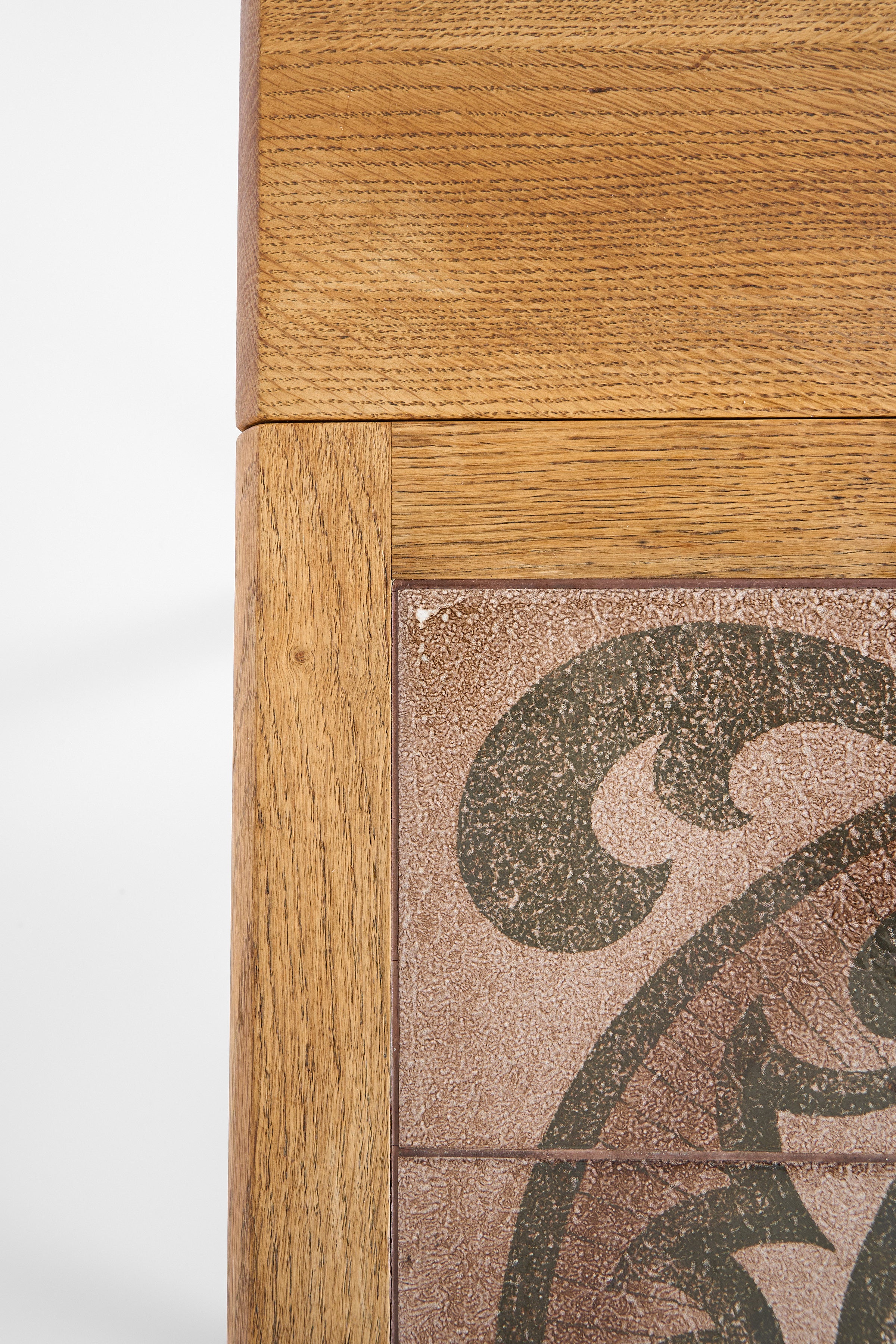 Scandinavian Oak Coffee Table with Ceramic Tile Top