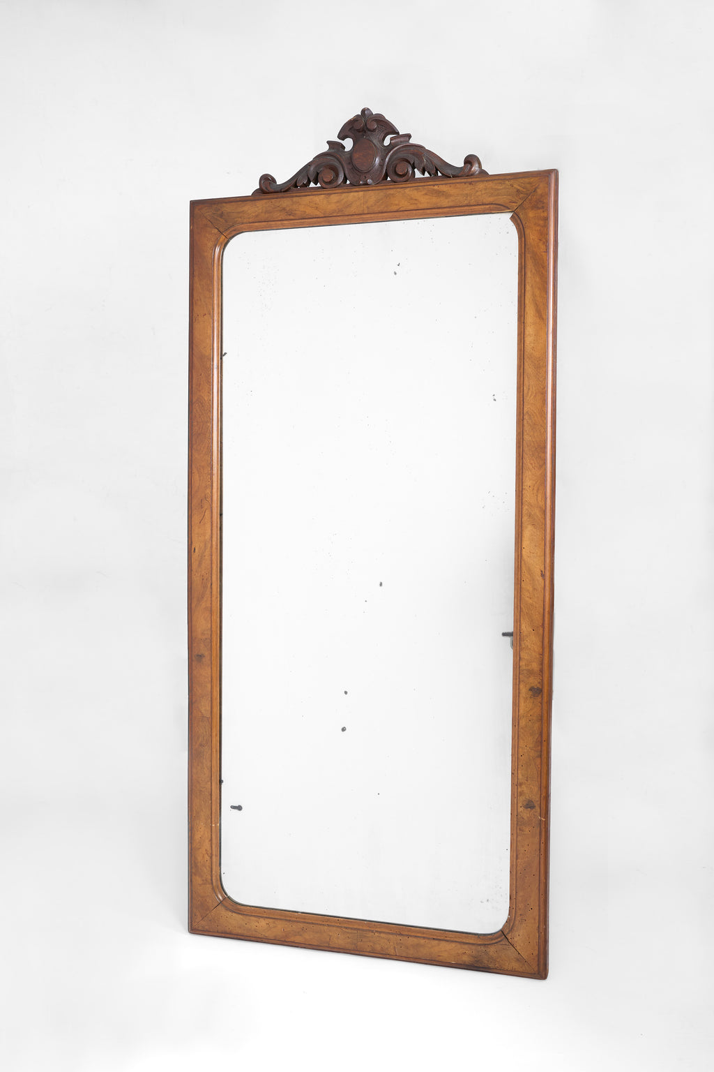 Wall Mirror with Carved Wooden Crest