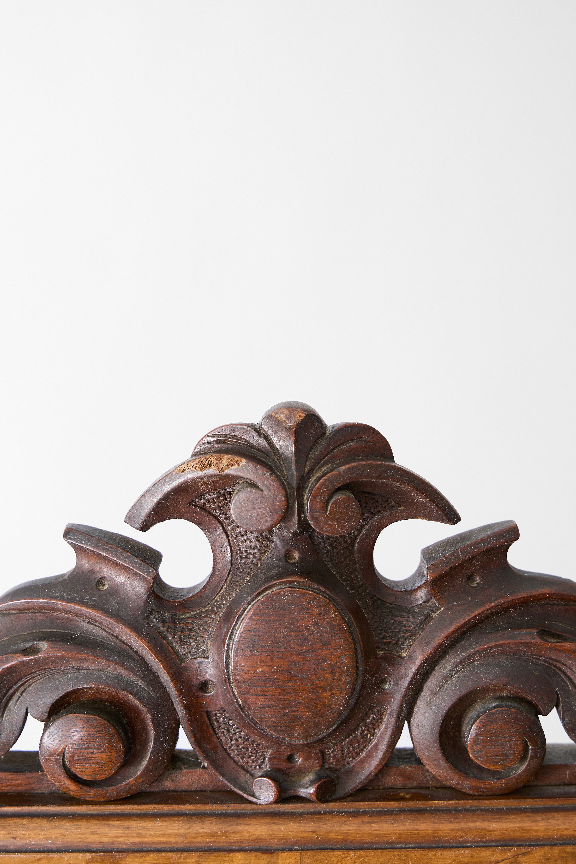 Wall Mirror with Carved Wooden Crest