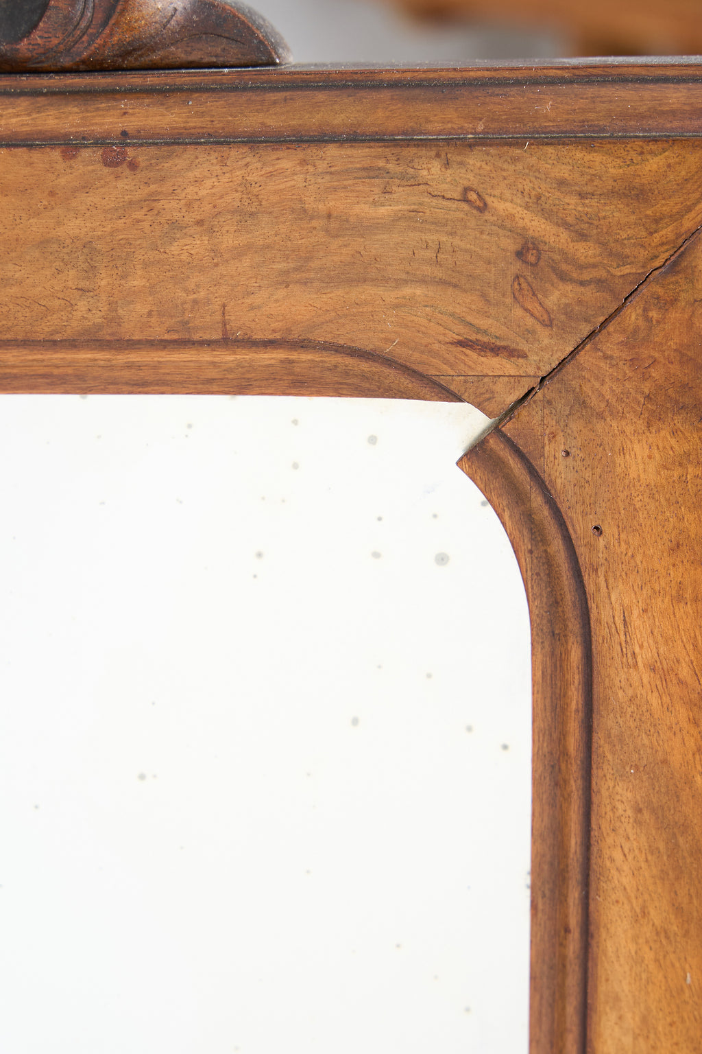 Wall Mirror with Carved Wooden Crest