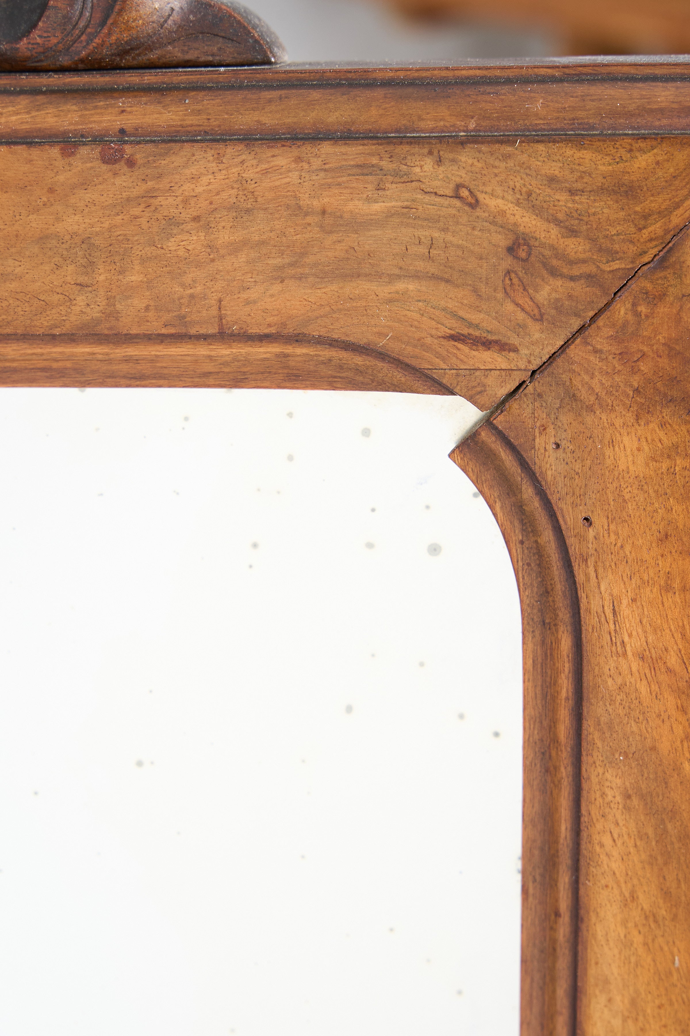 Wall Mirror with Carved Wooden Crest