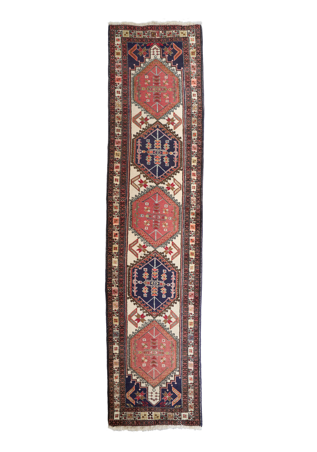 Oriental Runner Rug with Geometric Medallion Pattern