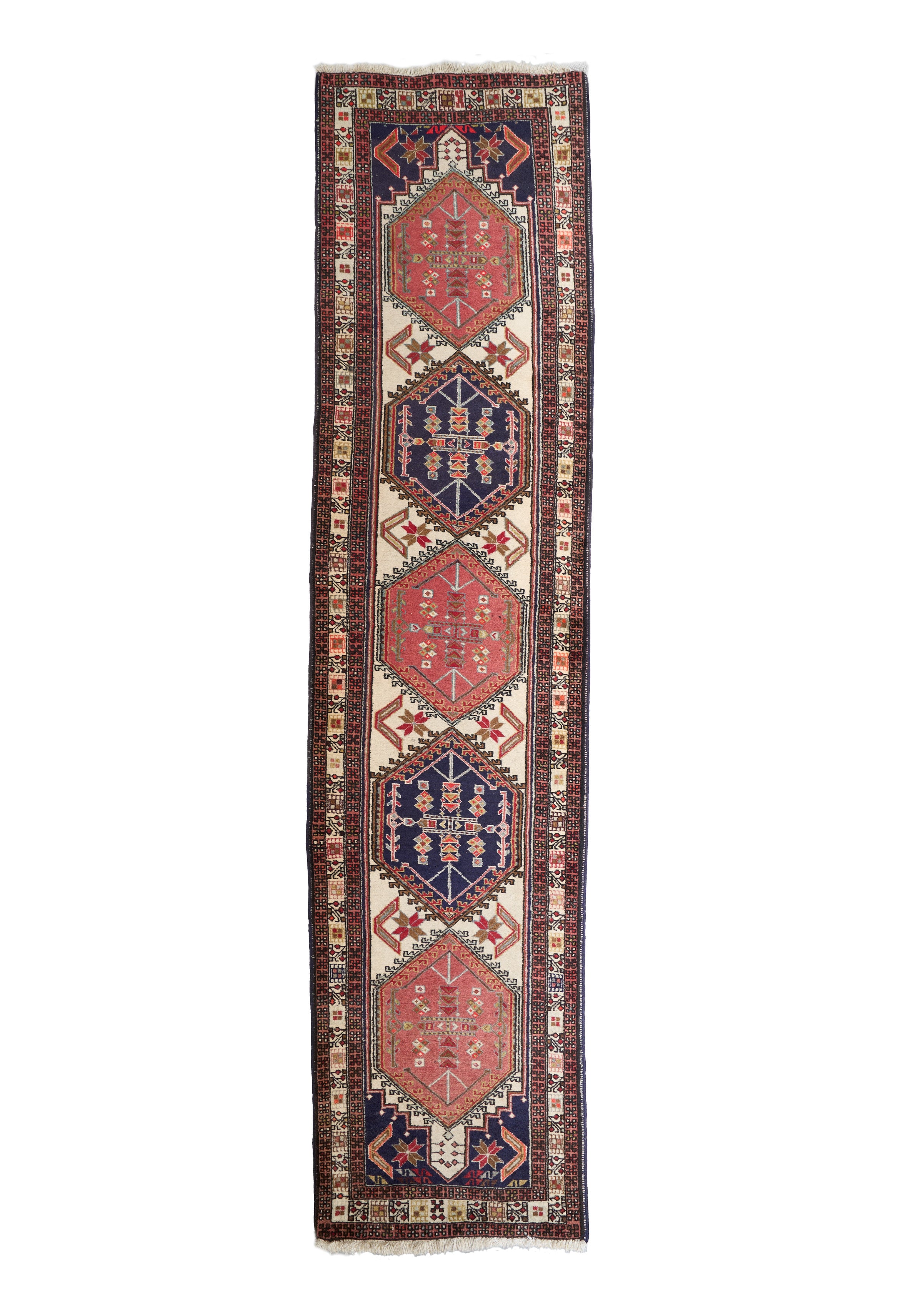 Oriental Runner Rug with Geometric Medallion Pattern