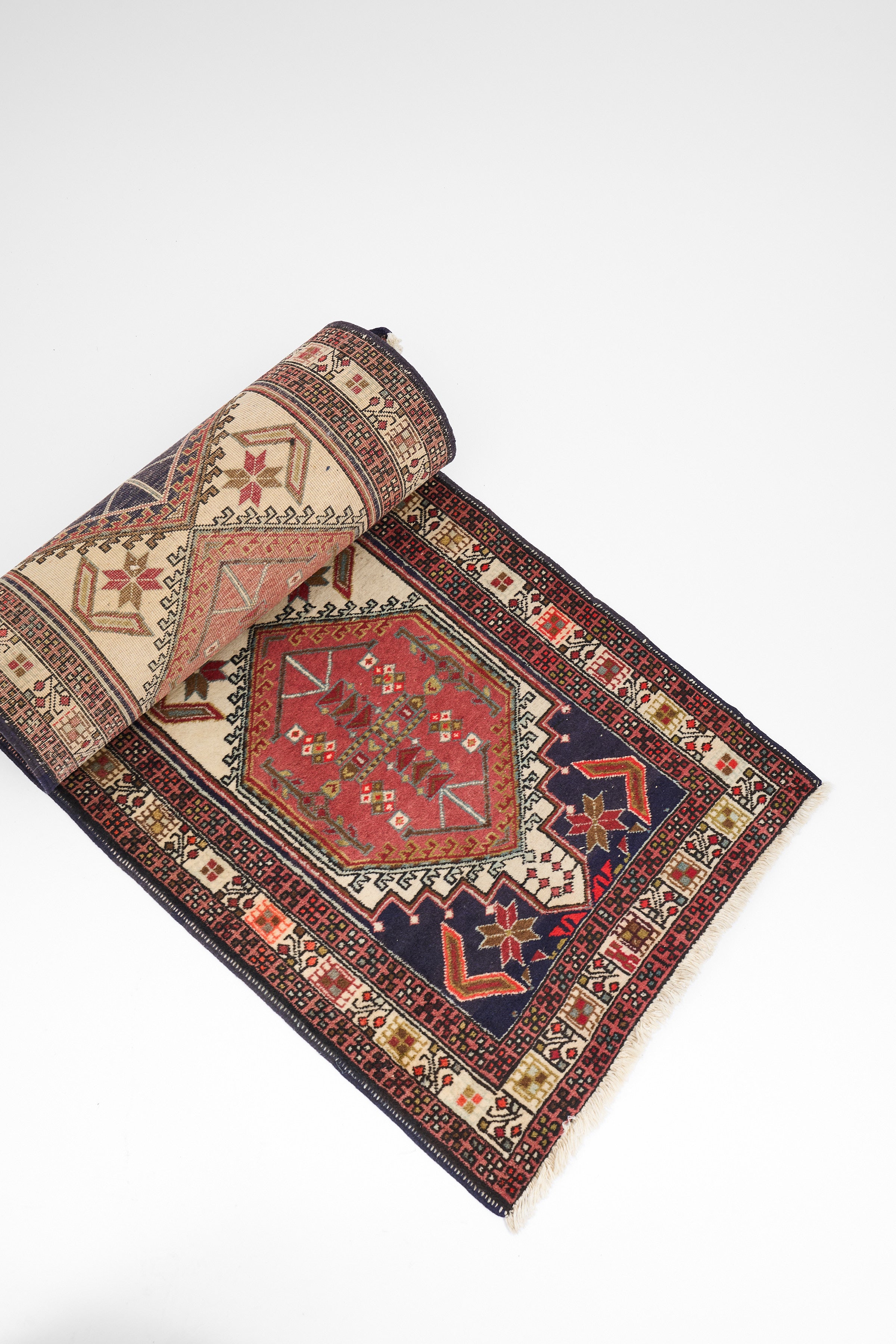 Oriental Runner Rug with Geometric Medallion Pattern