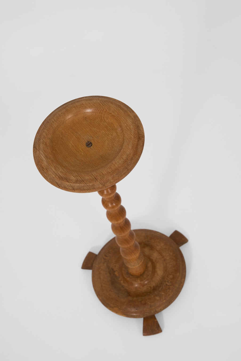 Scandinavian Turned Oak Pedestal Stand
