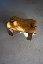Vintage Pommel Horse Footstool in Leather and Wood