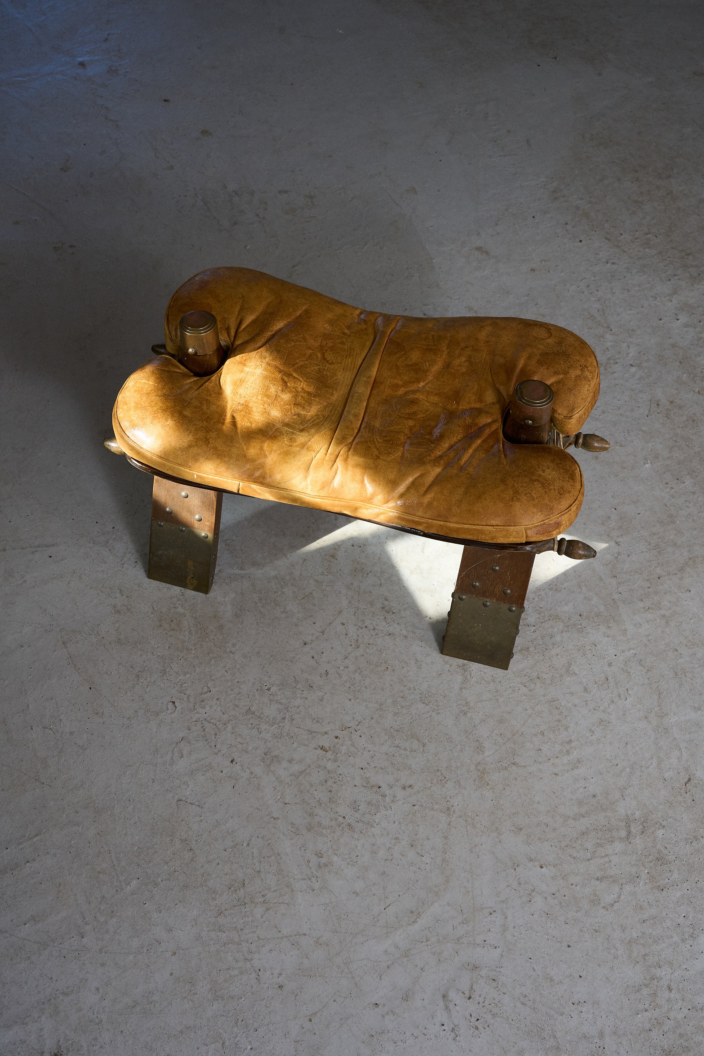 Vintage Pommel Horse Footstool in Leather and Wood