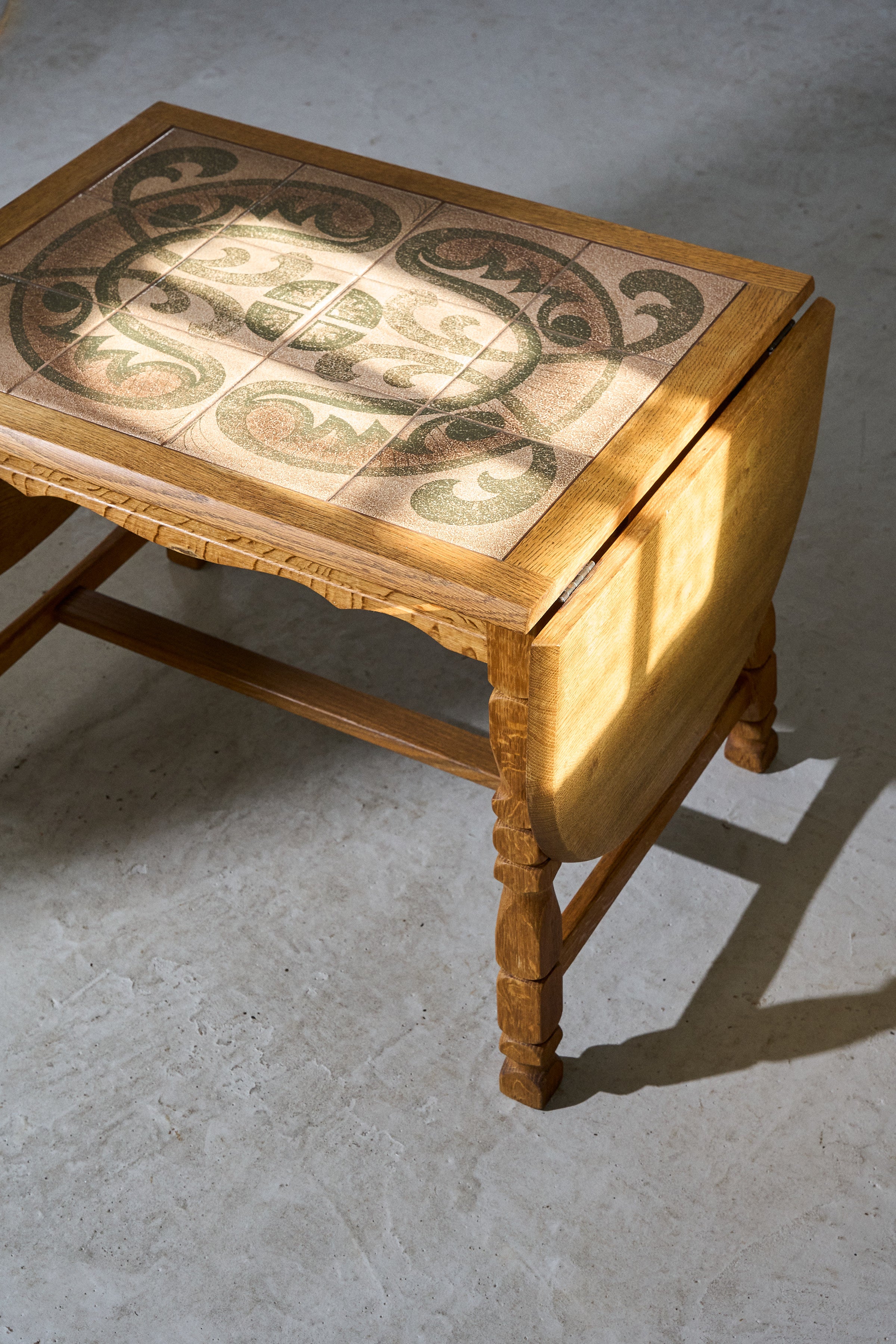 Scandinavian Oak Coffee Table with Ceramic Tile Top
