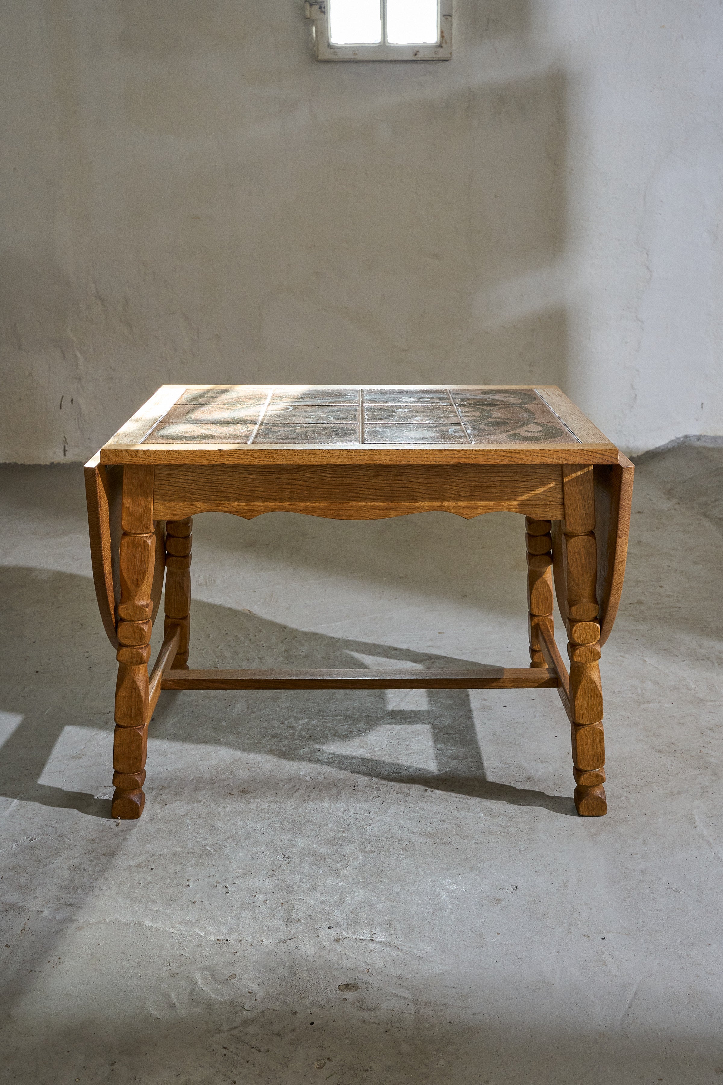 Scandinavian Oak Coffee Table with Ceramic Tile Top