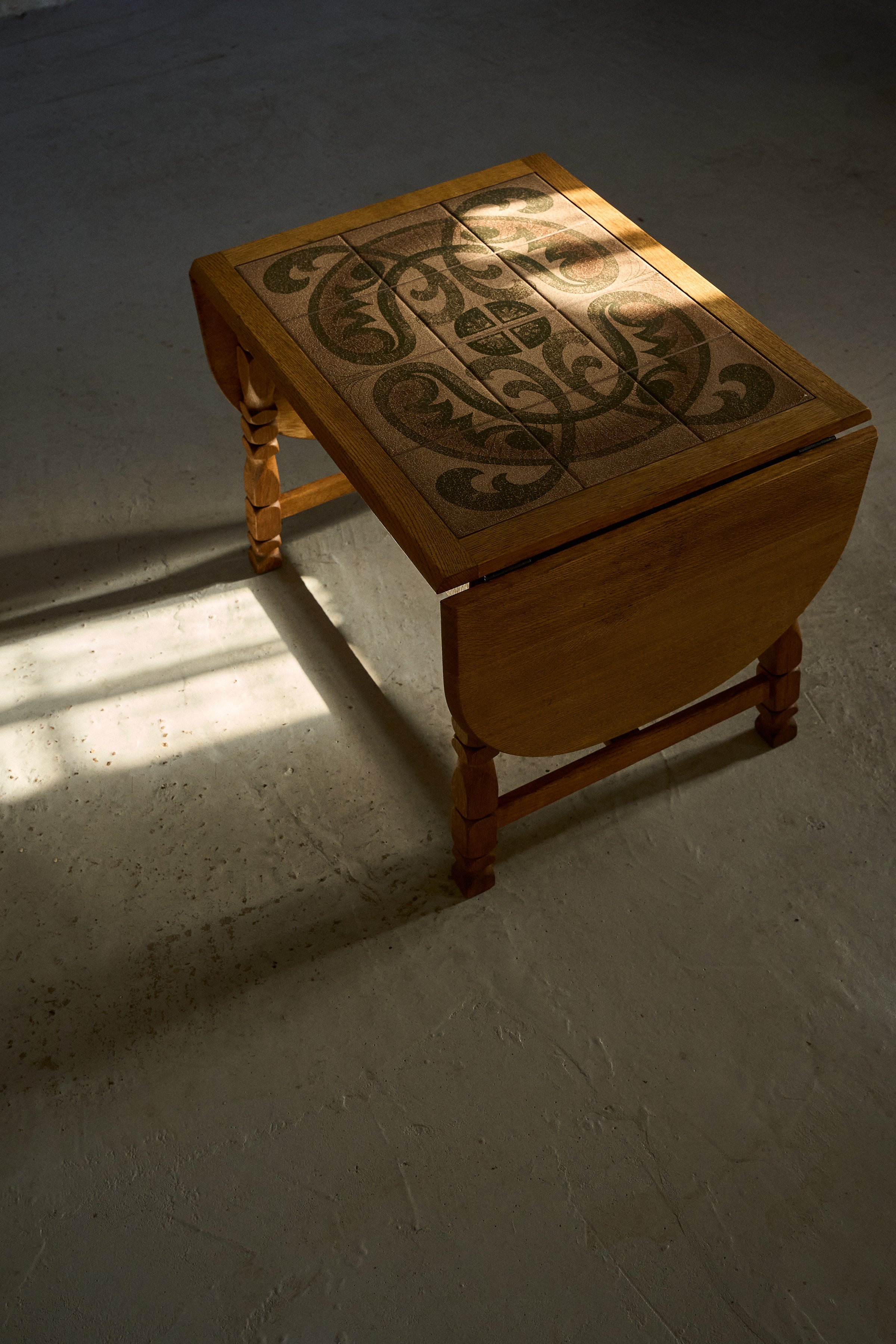 Scandinavian Oak Coffee Table with Ceramic Tile Top