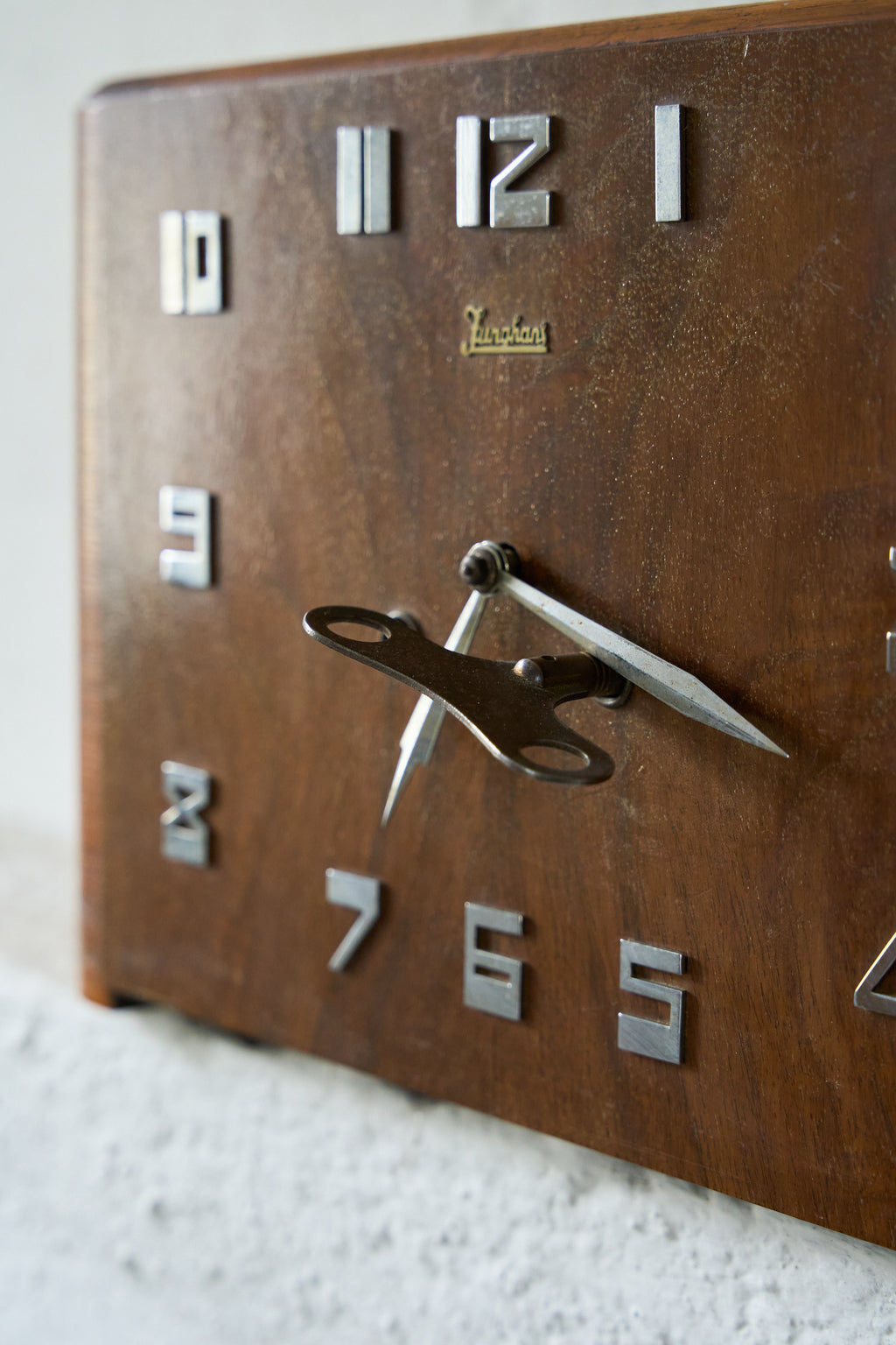 Junghans Art Deco Wall Clock in Walnut with Metal Numerals, Germany, 1930s