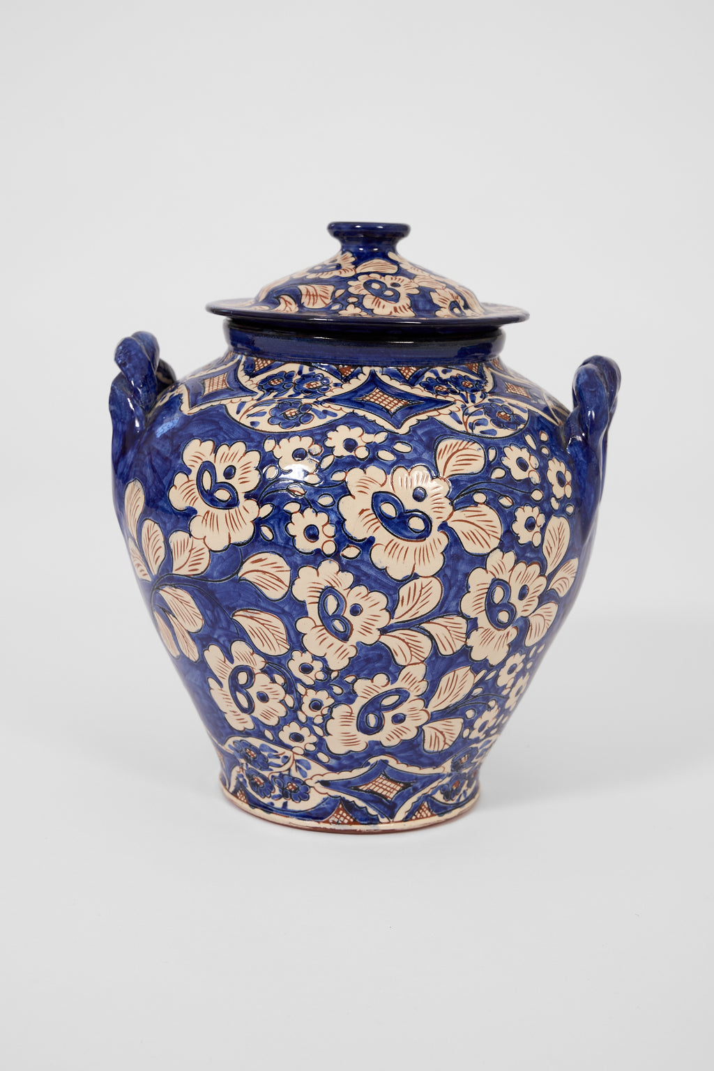 Hand-Painted Portuguese Ceramic Jar with Lid