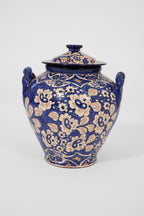Hand-Painted Portuguese Ceramic Jar with Lid