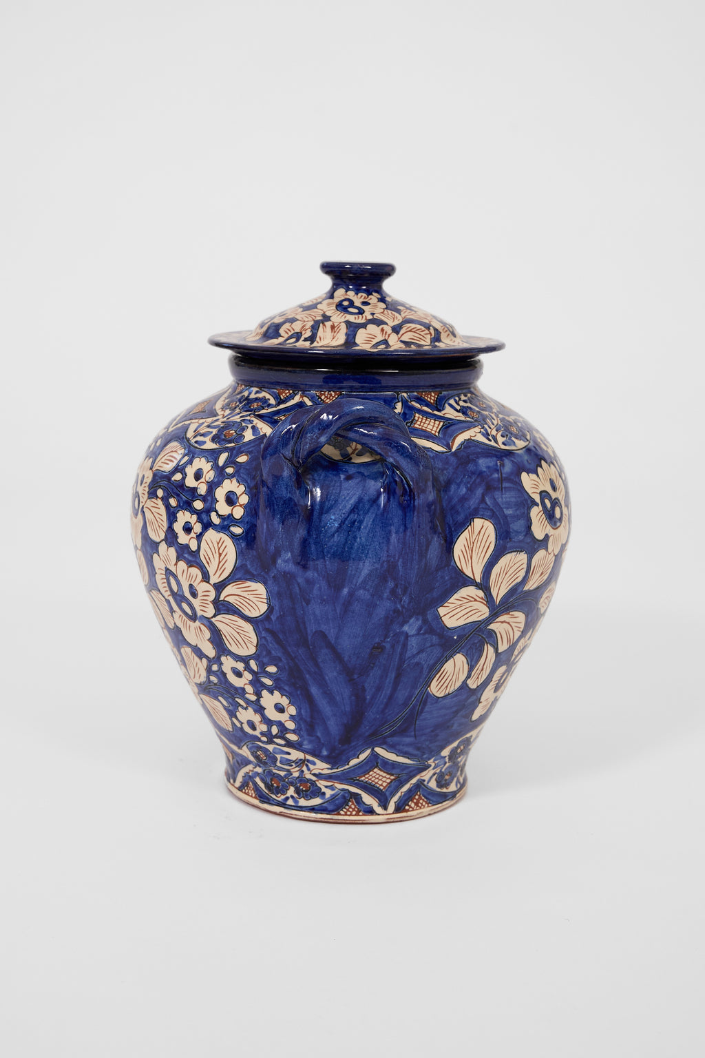 Hand-Painted Portuguese Ceramic Jar with Lid