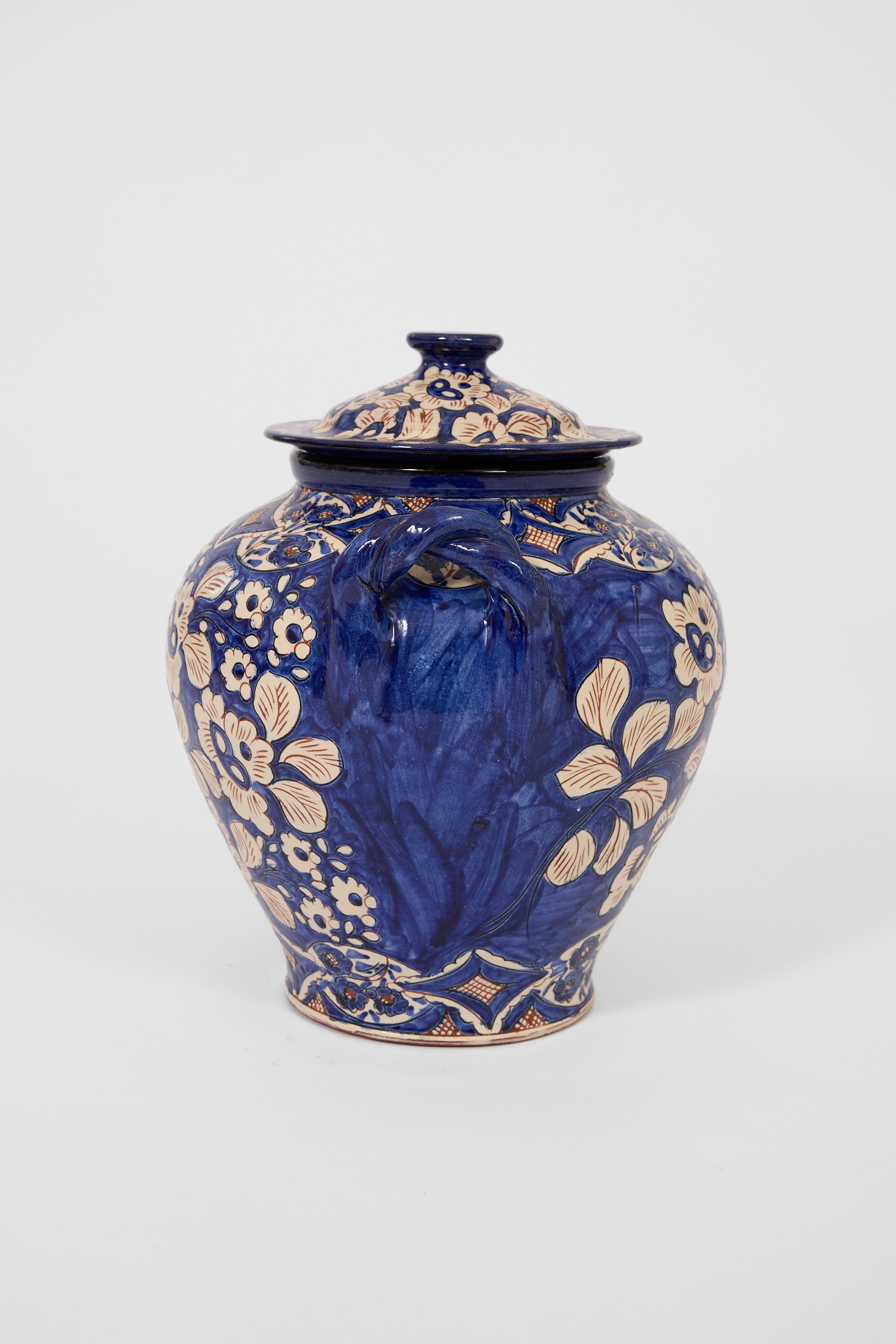 Hand-Painted Portuguese Ceramic Jar with Lid