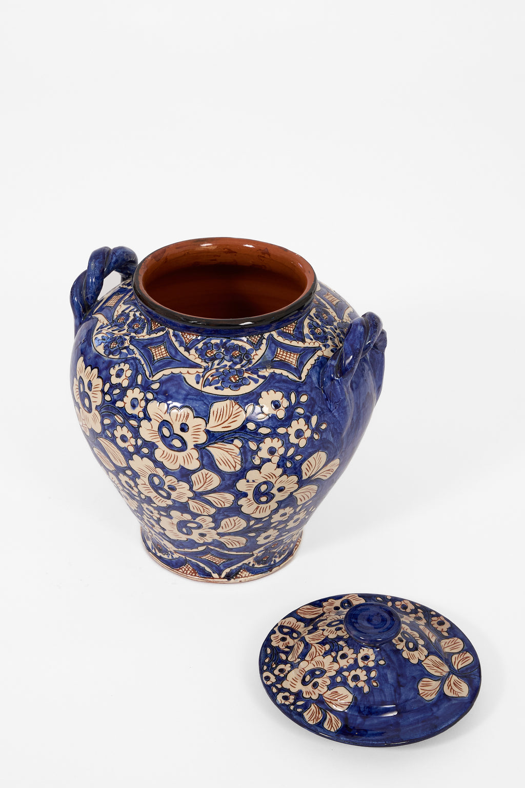 Hand-Painted Portuguese Ceramic Jar with Lid