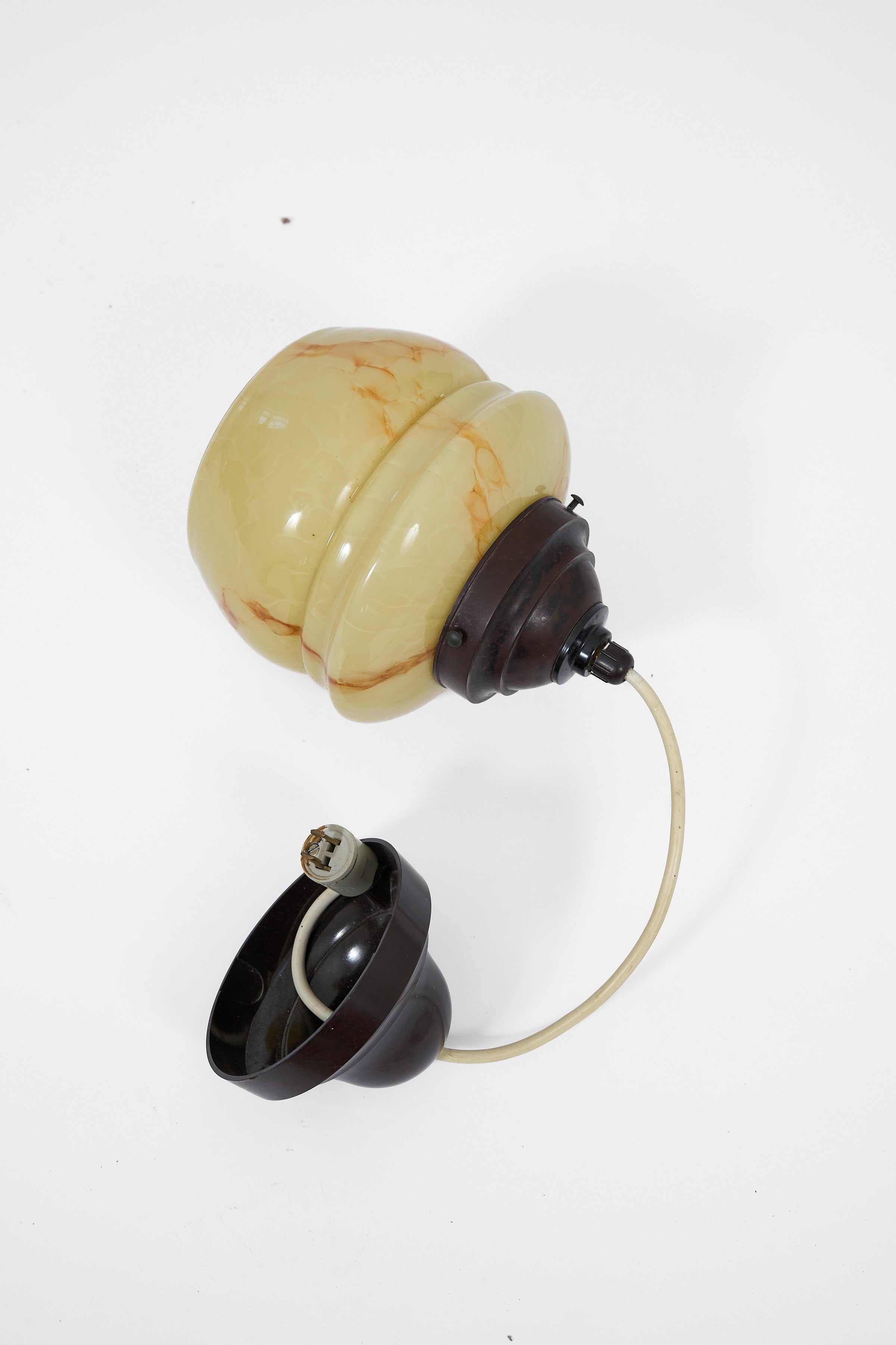 Art Deco Pendant Lamp in Marbleized Glass