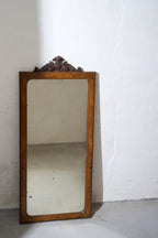 Wall Mirror with Carved Wooden Crest