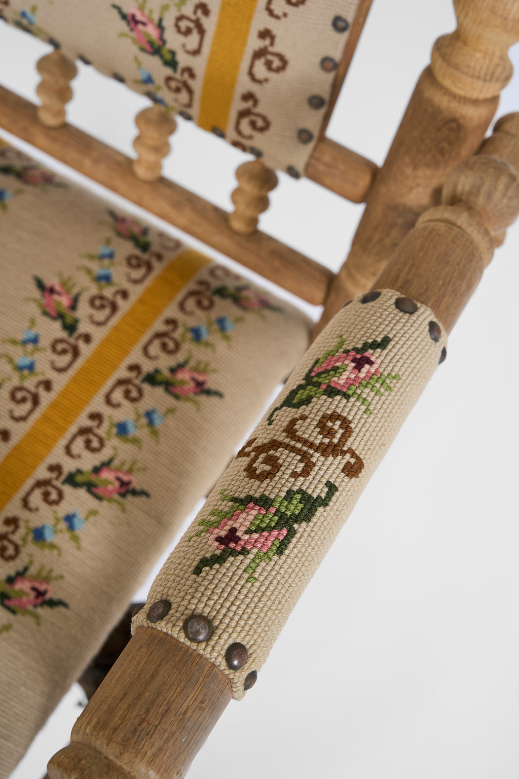 Scandinavian Folk Art Rocking Chair in Oak