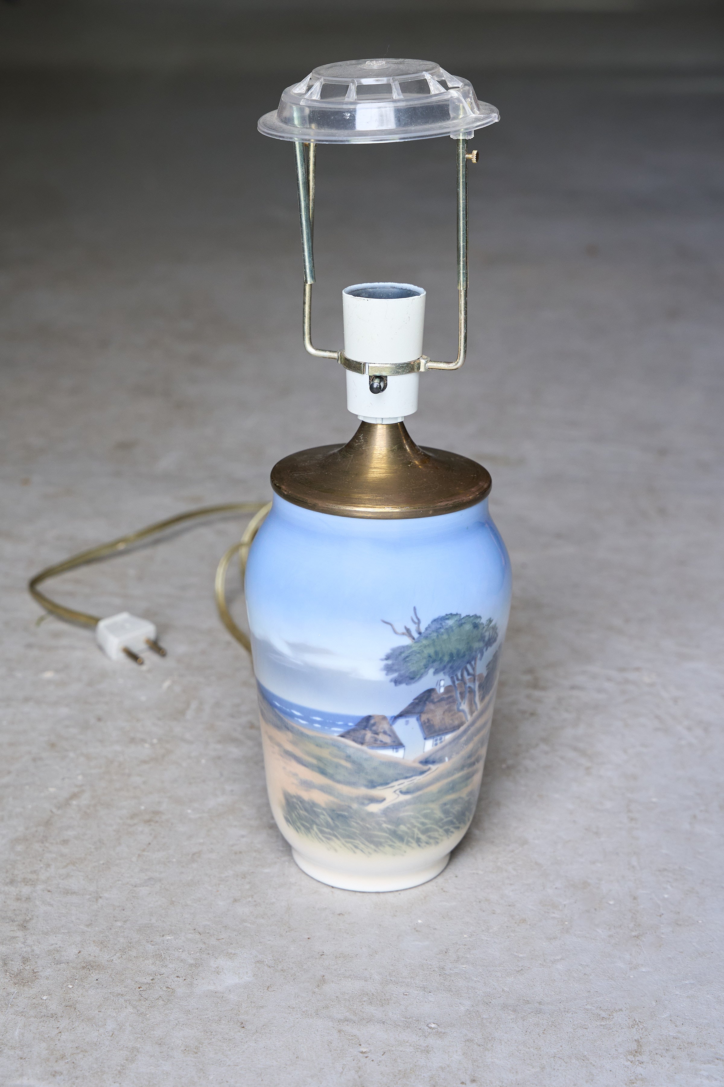 Royal Copenhagen Porcelain Table Lamp with Hand-Painted Landscape, Denmark, Mid-Century