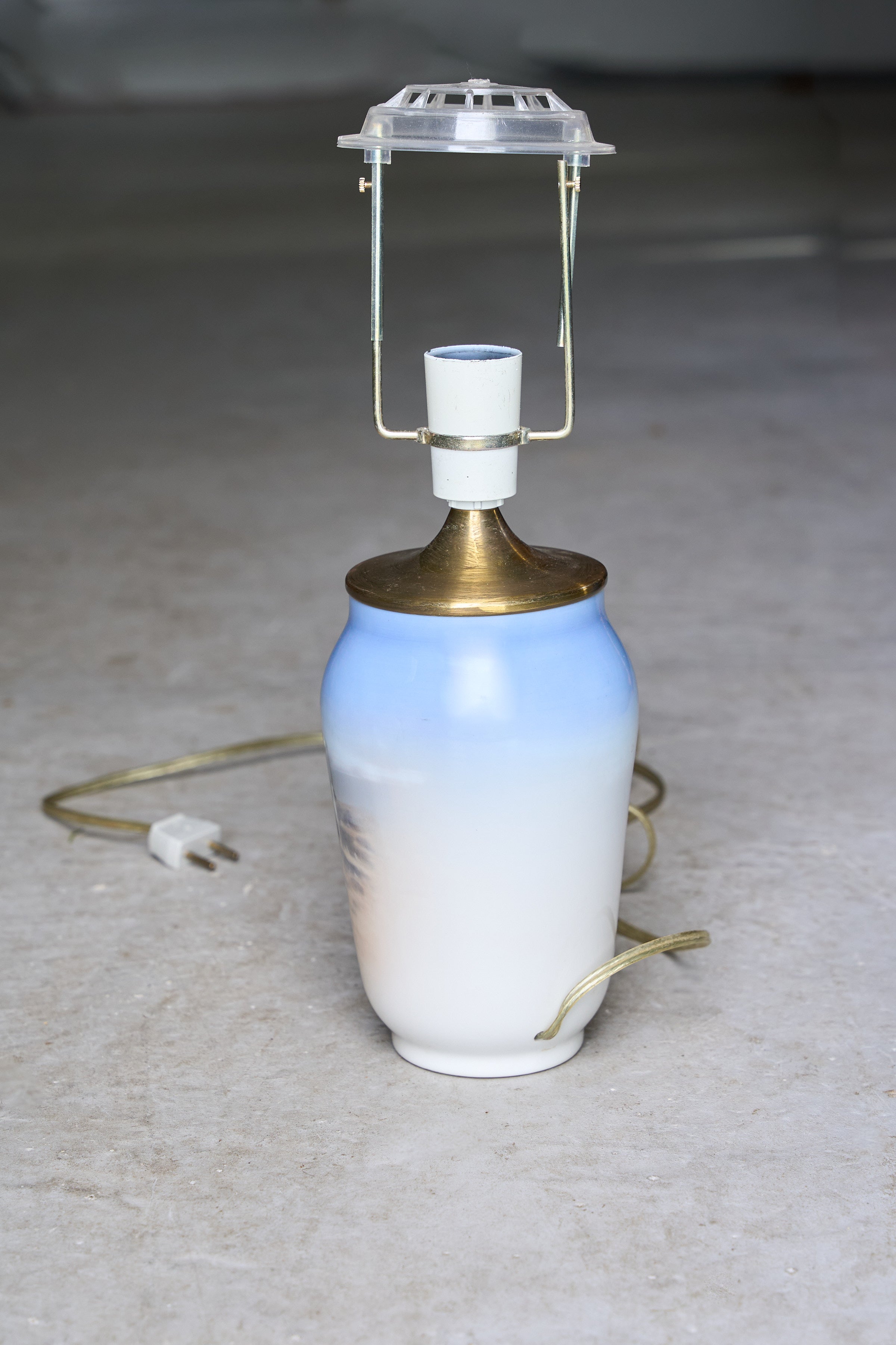 Royal Copenhagen Porcelain Table Lamp with Hand-Painted Landscape, Denmark, Mid-Century
