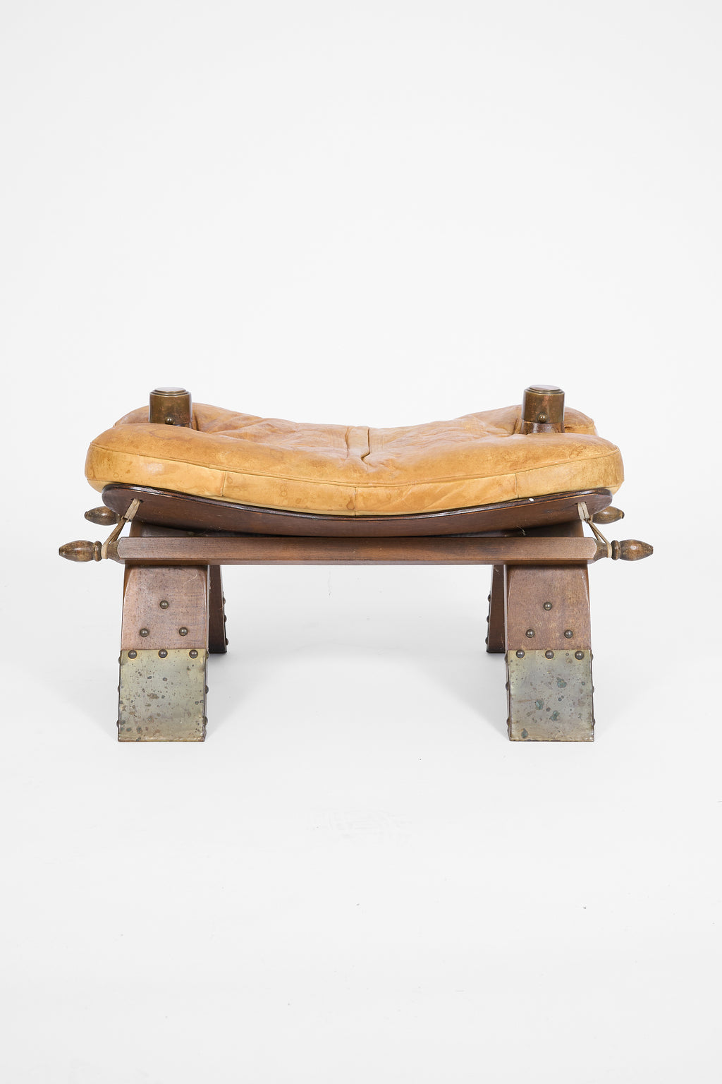 Vintage Pommel Horse Footstool in Leather and Wood