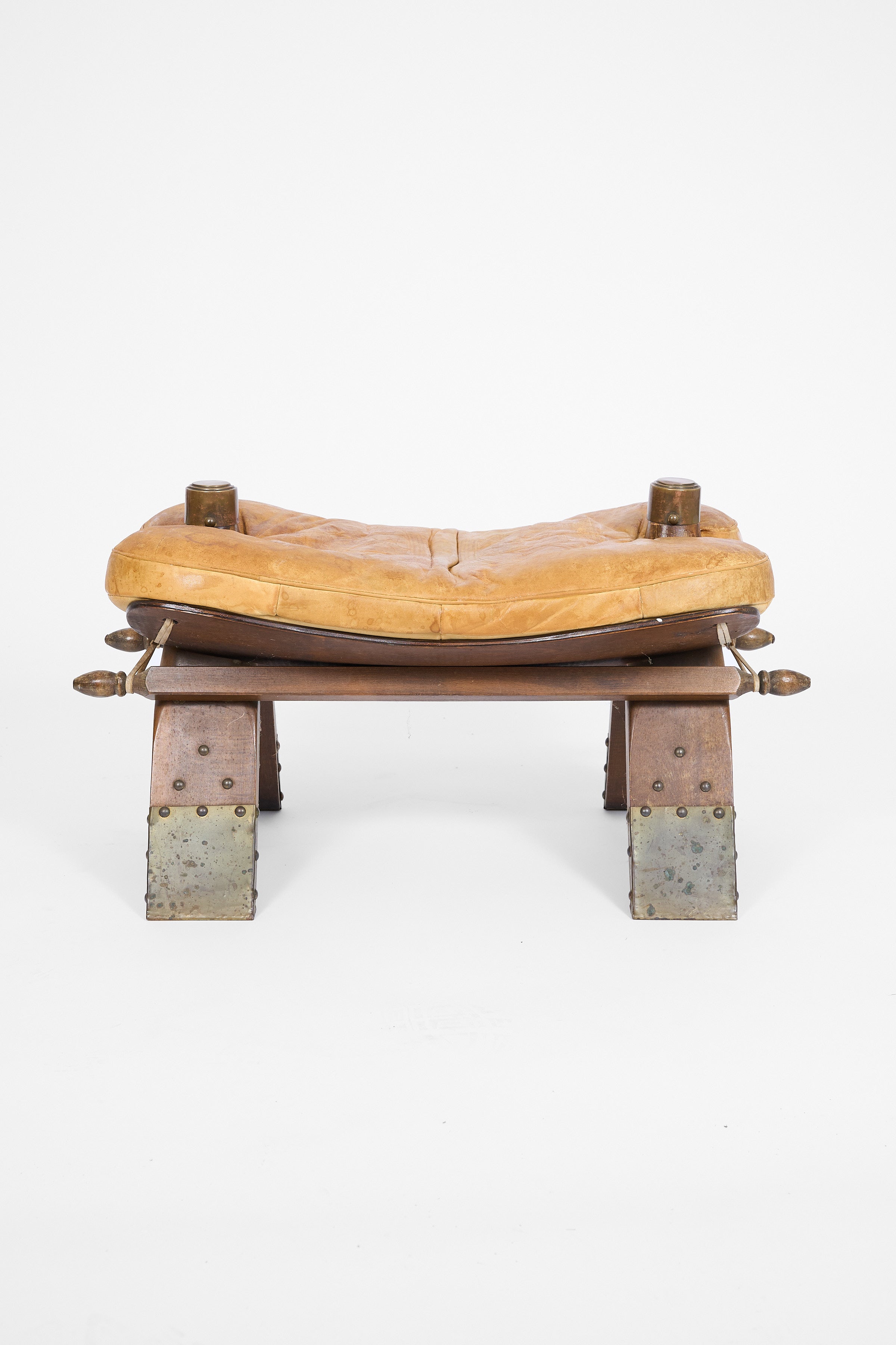 Vintage Pommel Horse Footstool in Leather and Wood