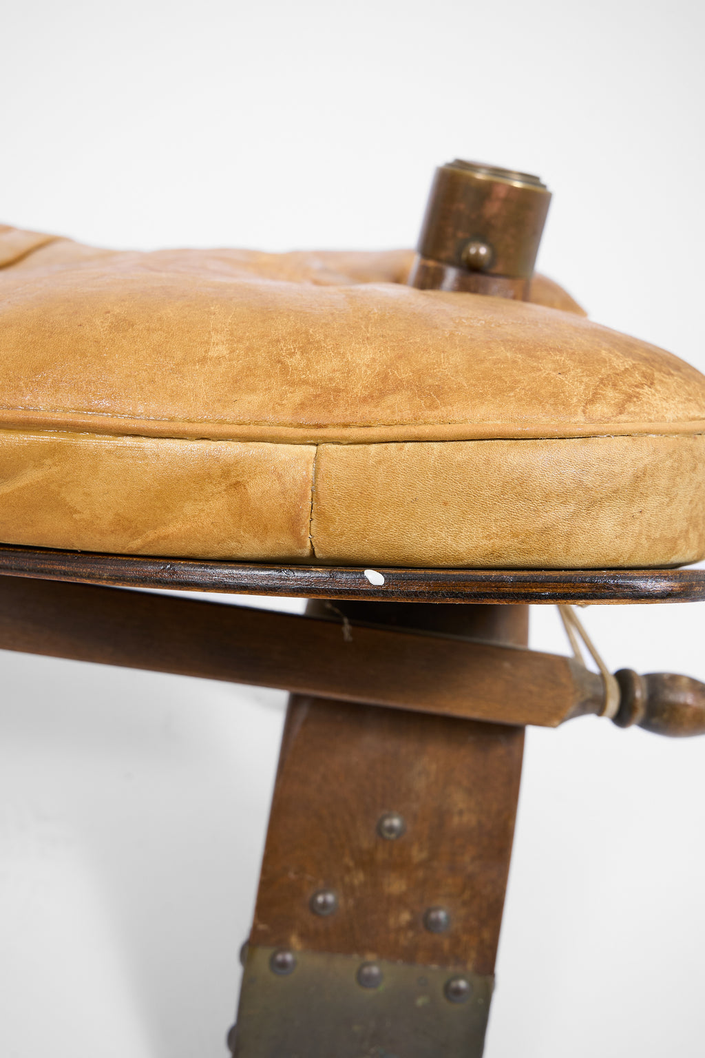 Vintage Pommel Horse Footstool in Leather and Wood