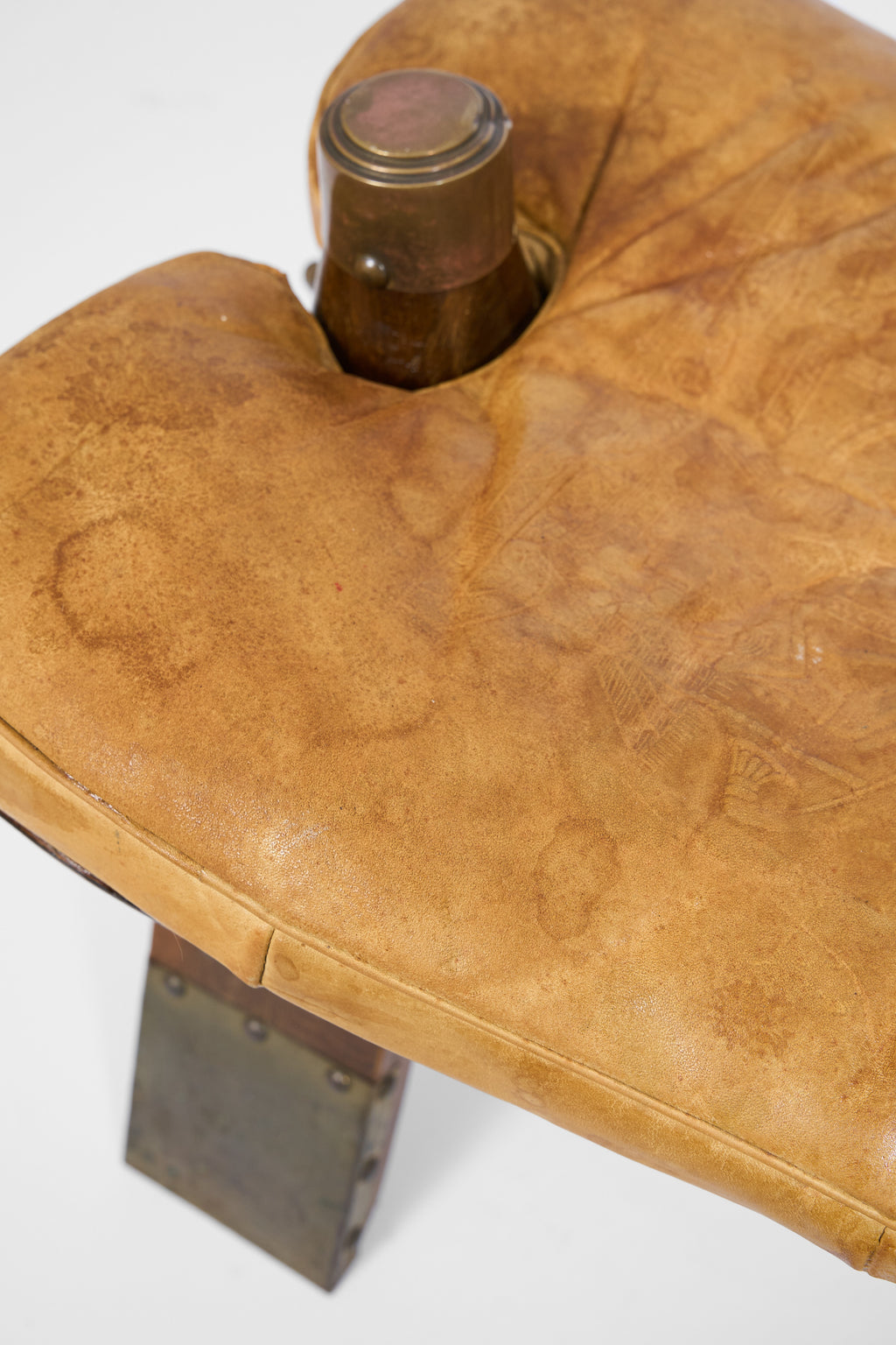 Vintage Pommel Horse Footstool in Leather and Wood