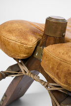 Vintage Pommel Horse Footstool in Leather and Wood