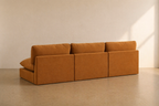 Contemporary Modular Sofa in Camel woven cotton Upholstery
